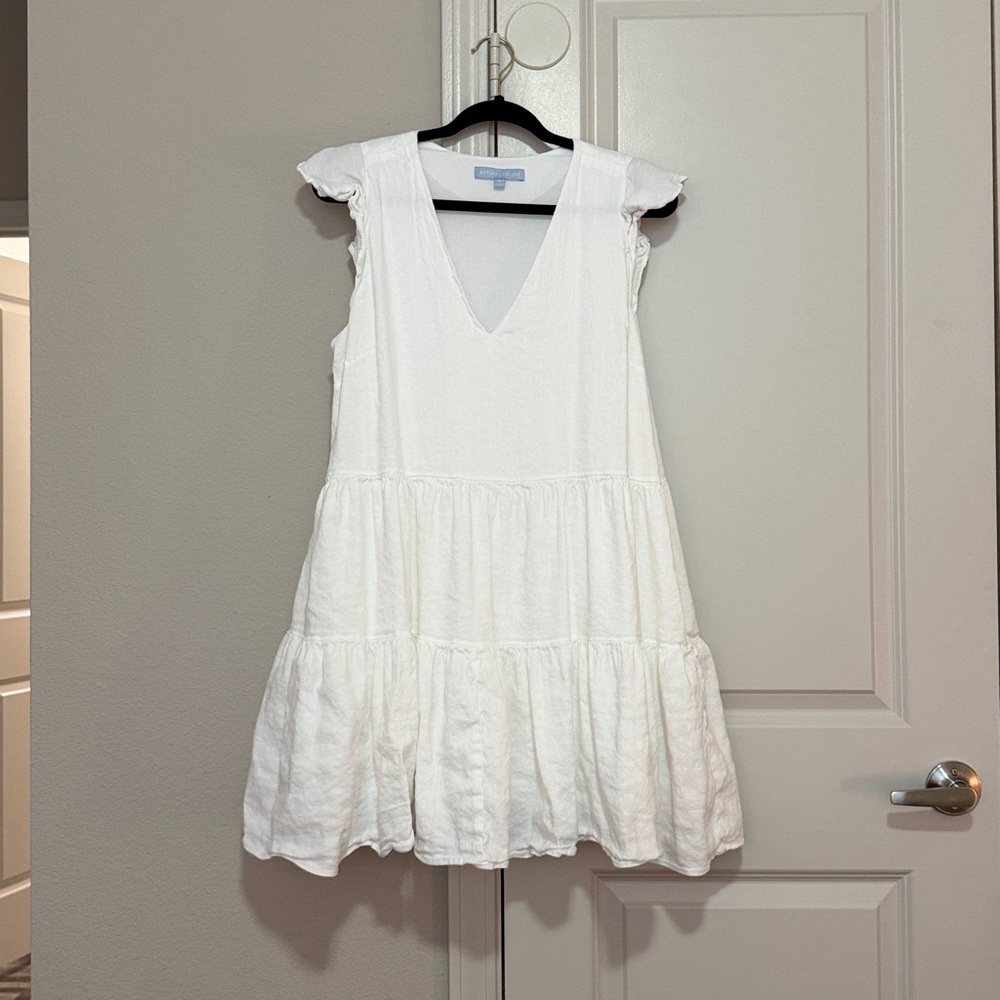 ANTONIO MELANI White Ruffle Sleeve Dress